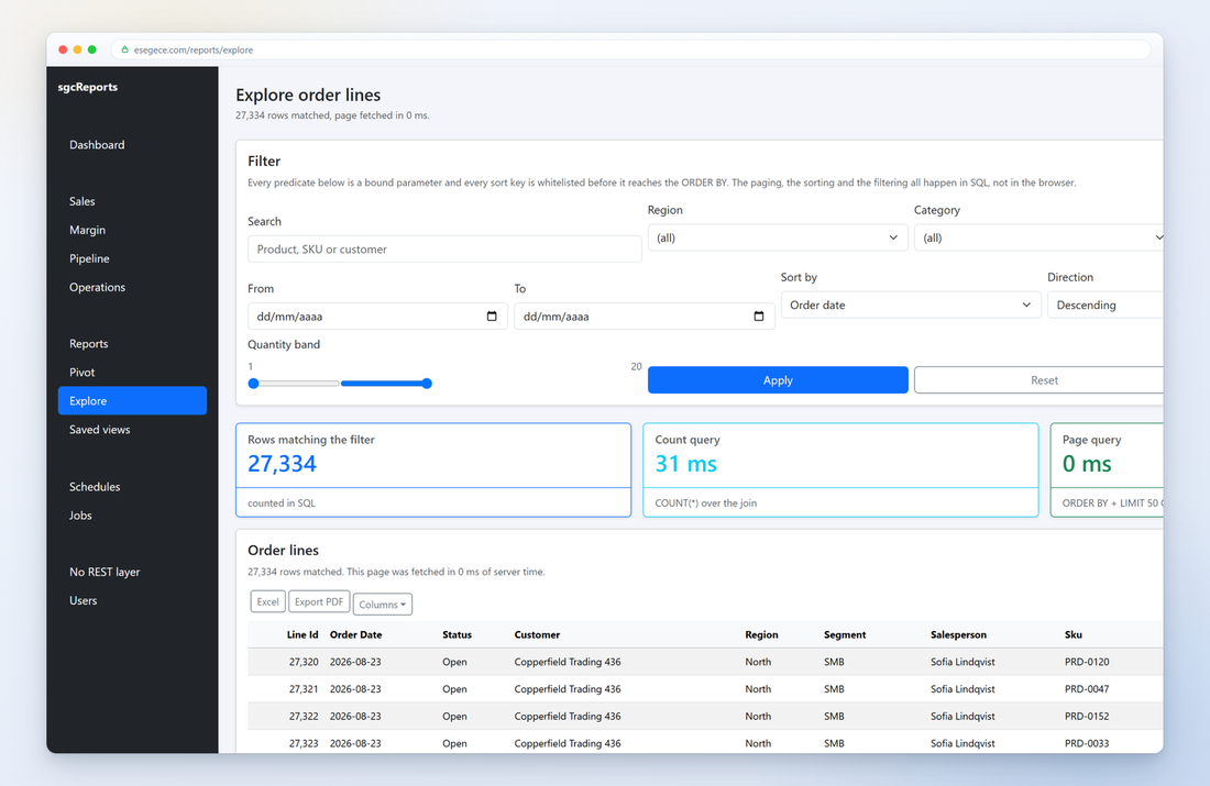 Explore view, built with sgcHTML