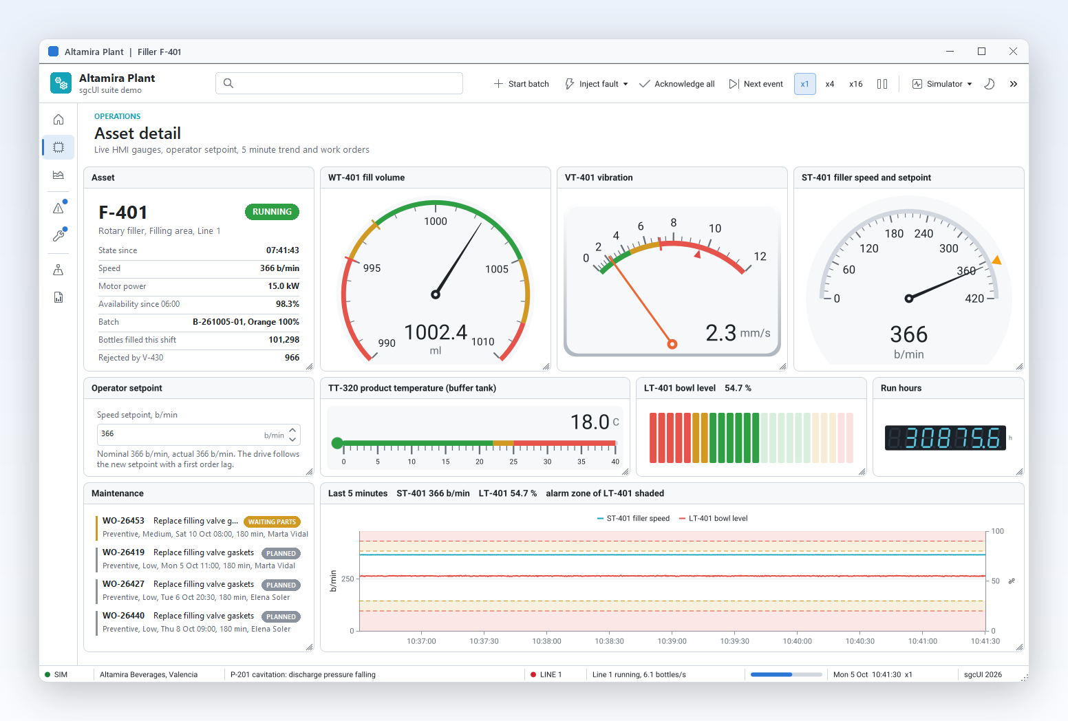 Anlagenseiten im HMI-Stil aus sgcGauges, im hellen Theme.