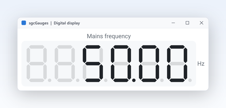 A digital display drawn as 7 segment digits with ghost segments.