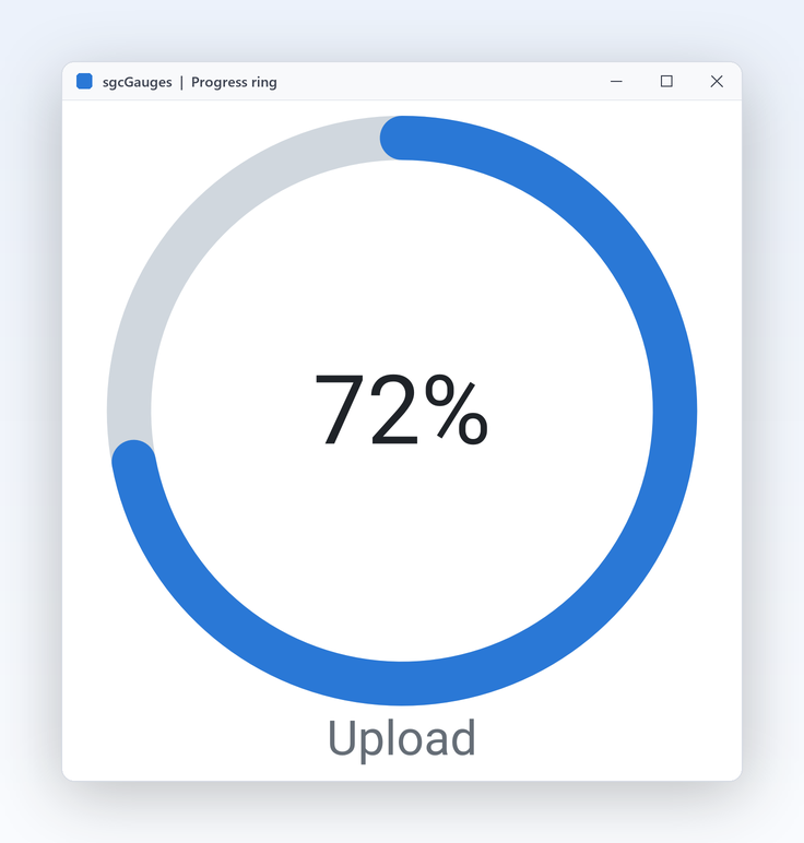 A progress ring showing a percentage with round caps.