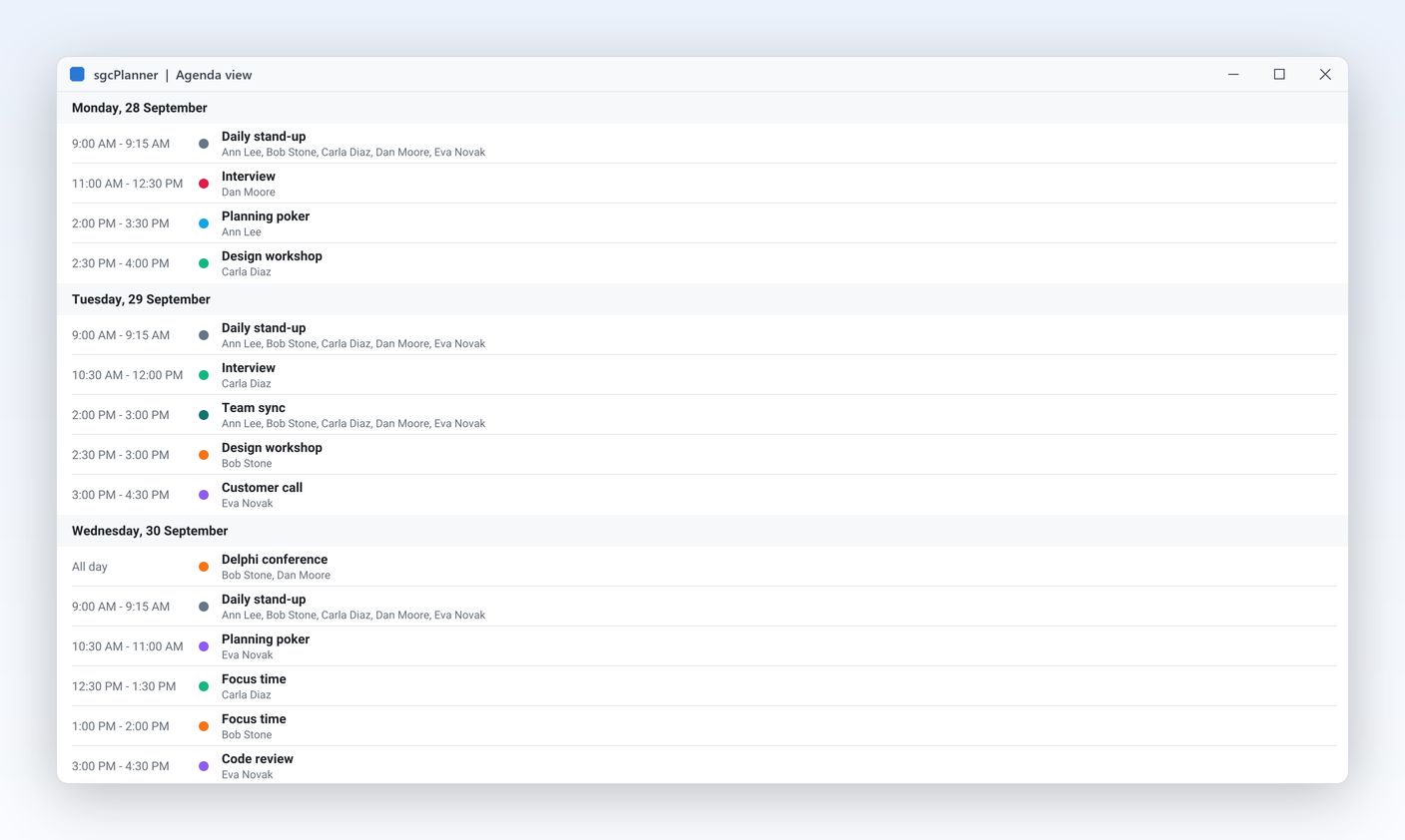 TsgcVCLScheduler agenda view