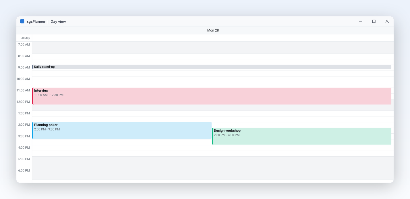 TsgcVCLScheduler day view