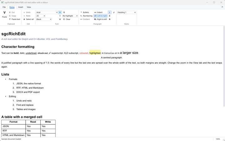 La demo EditorFMX, lo stesso editor su FireMonkey
