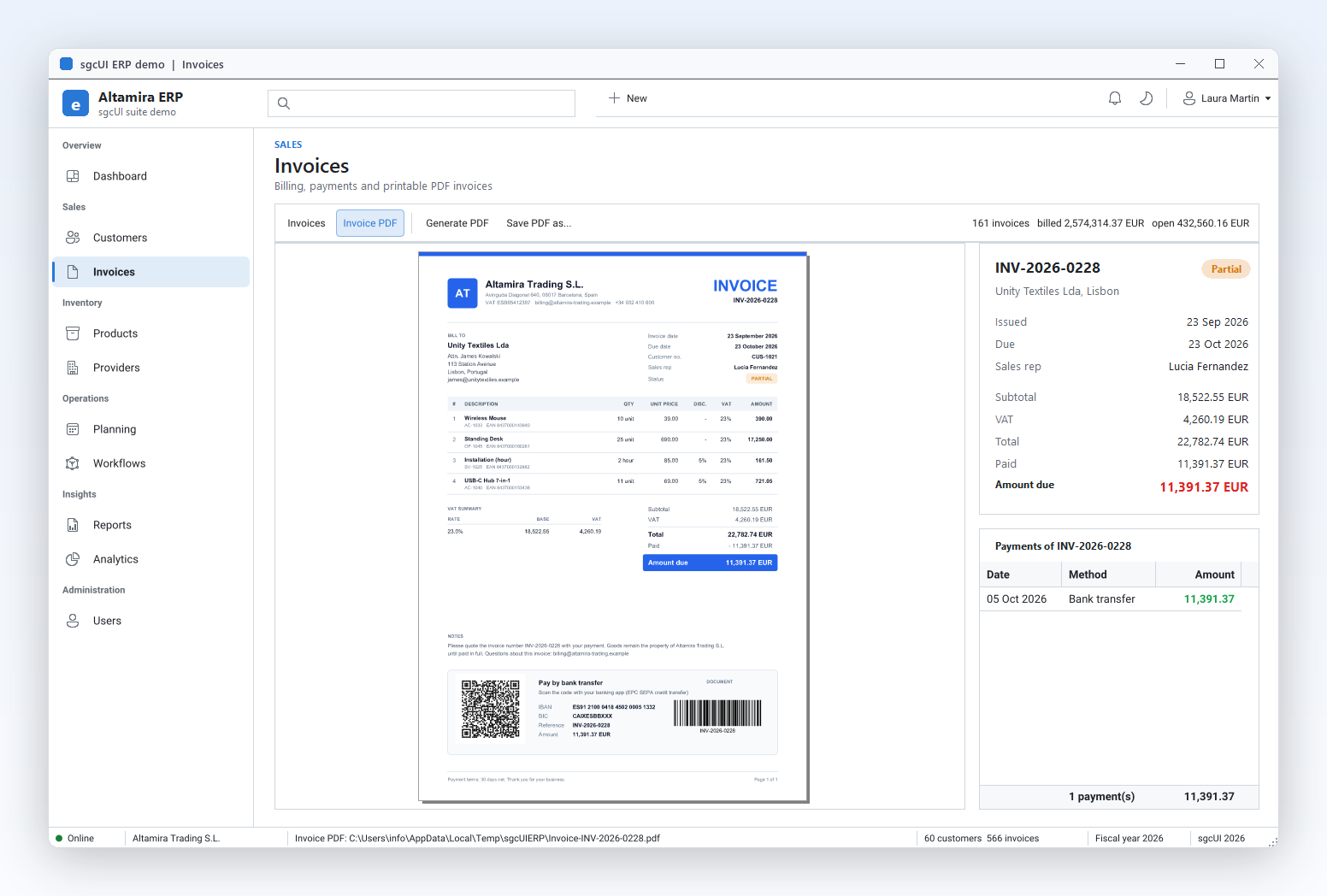 Invoices with PDF